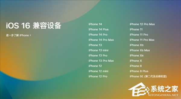 IOS 16支持哪几款机型