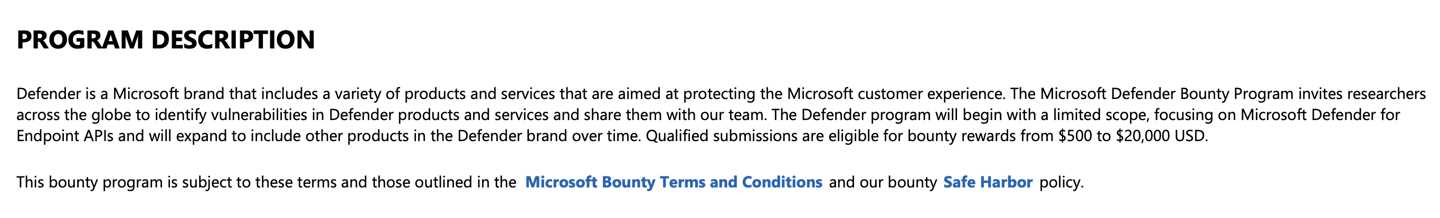 微软 Defender 新一轮漏洞赏金计划来了