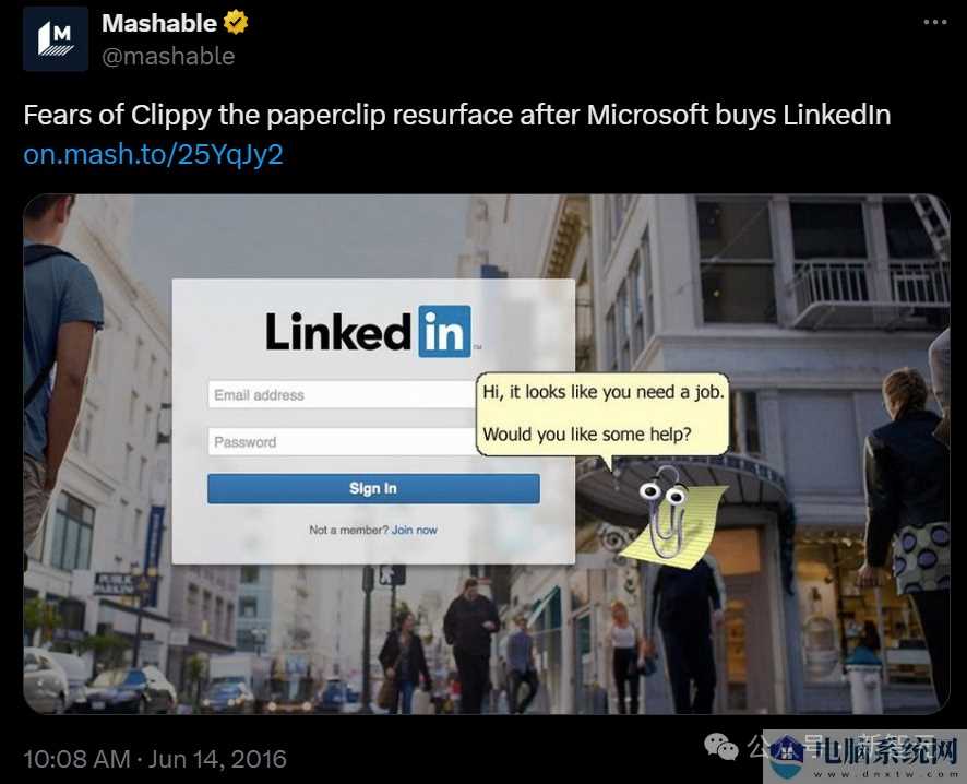 Mashable 调侃 Clippy 过于主动和烦人的帮助方式