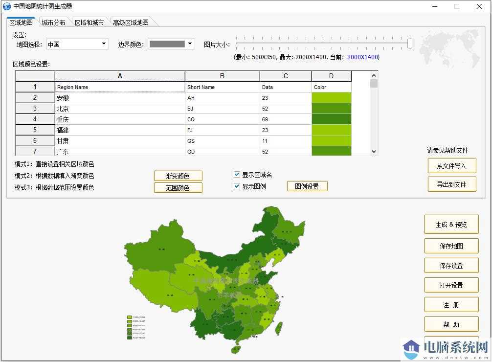 中国地图统计图生成器