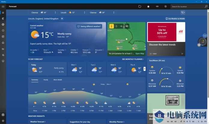 微软 MSN Weather 嵌入更多推广内容：2 个固定广告