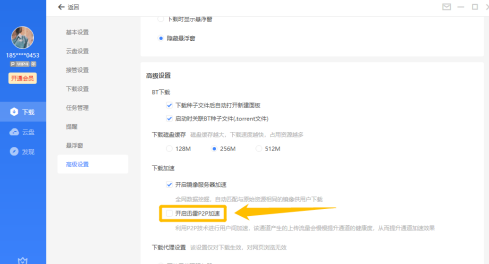 迅雷11怎么开启迅雷P2P加速功能？迅雷11开启迅雷P2P加速功能的方法截图