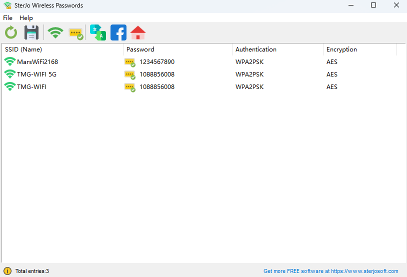 SterJo Wireless Passwords